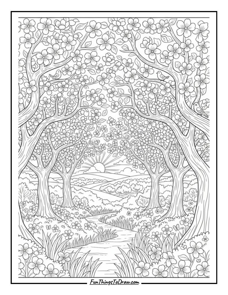 Apple Blossom Spring Scene