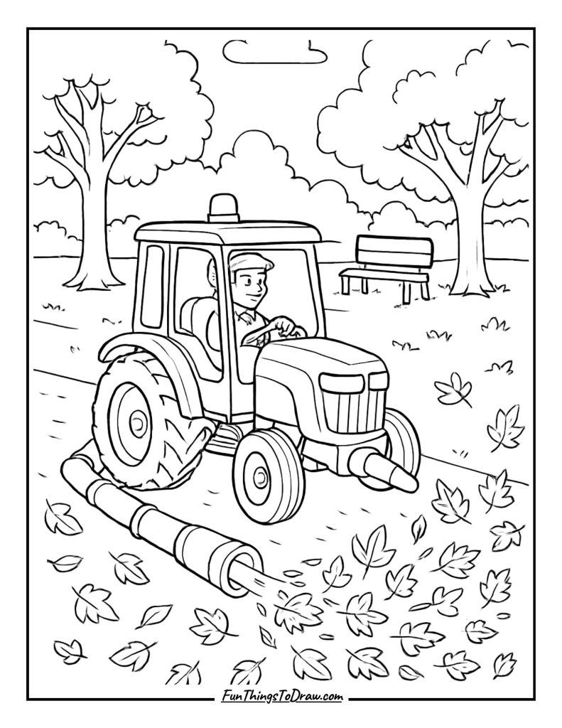 Park maintenance tractor with leaf blower