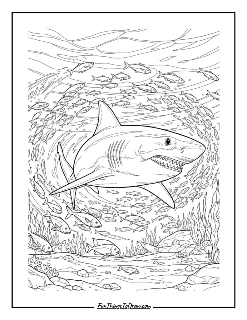 Shark hunting fish