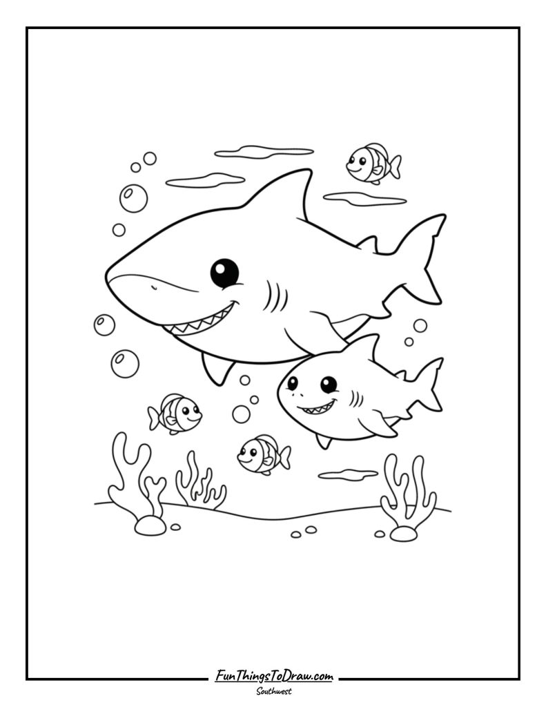 Baby shark with mother