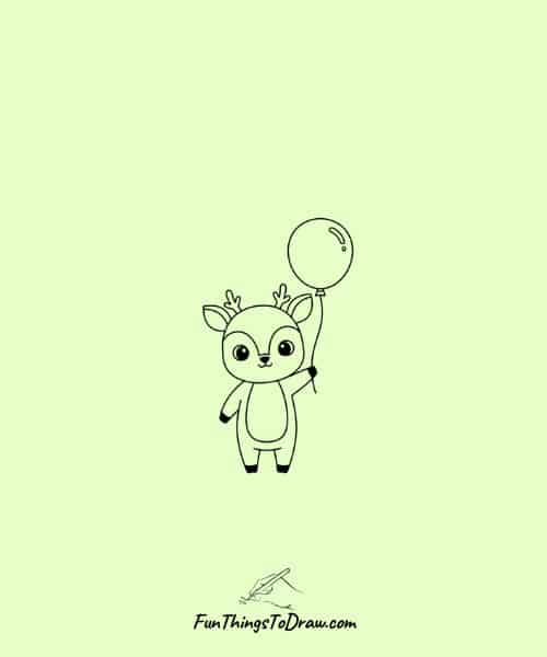 Deer holding a balloon
