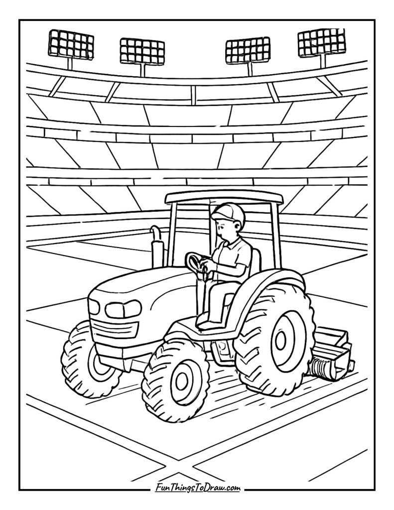 Stadium field grooming tractor