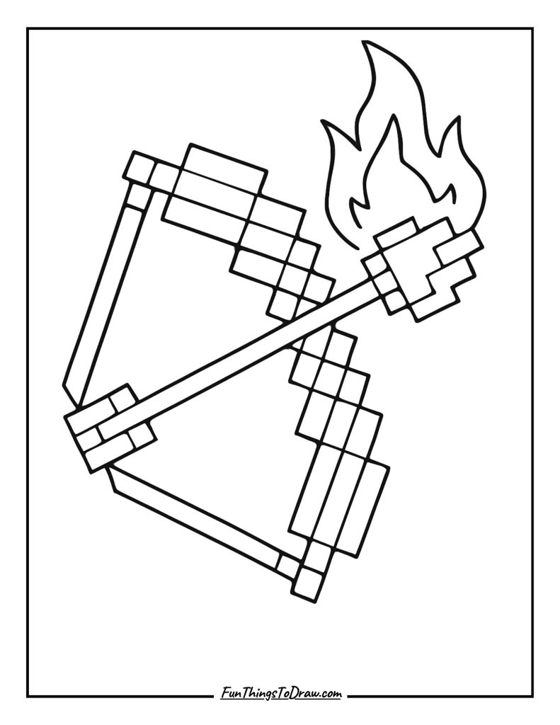 Bow and arrow with flame enchantment