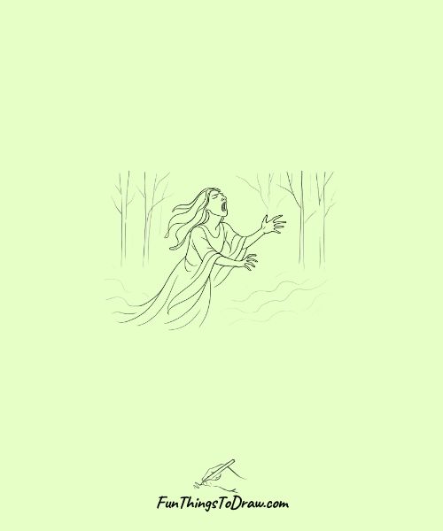 Banshee wailing in misty forest