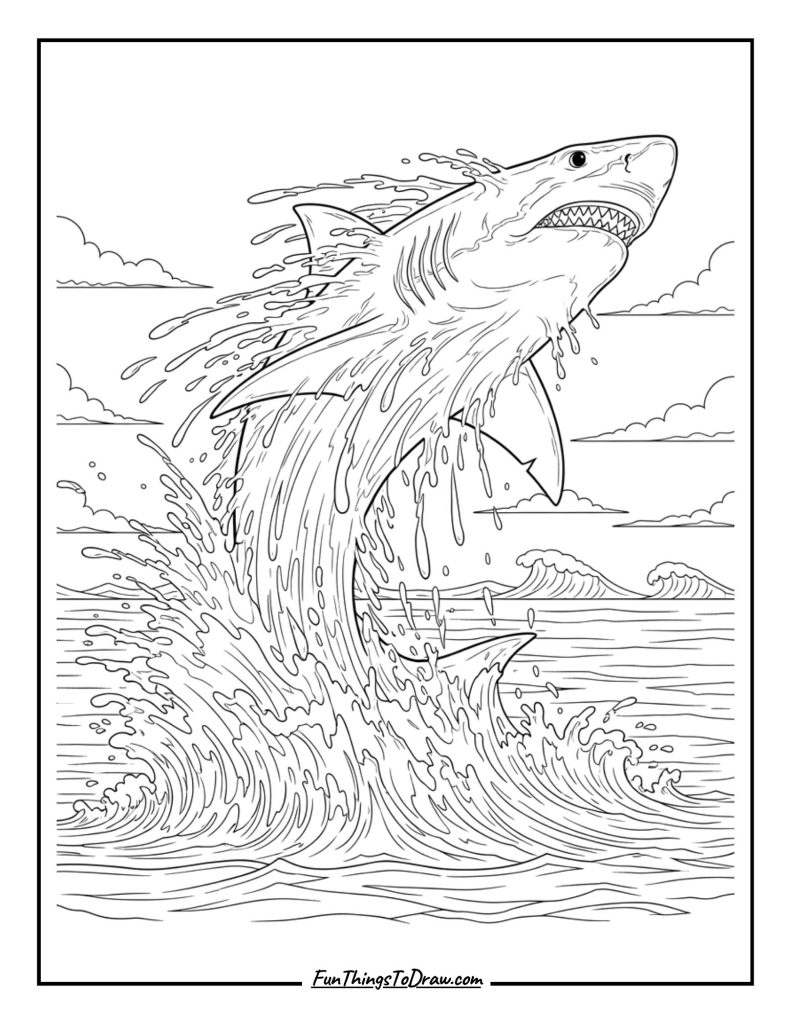 Shark jumping out of water