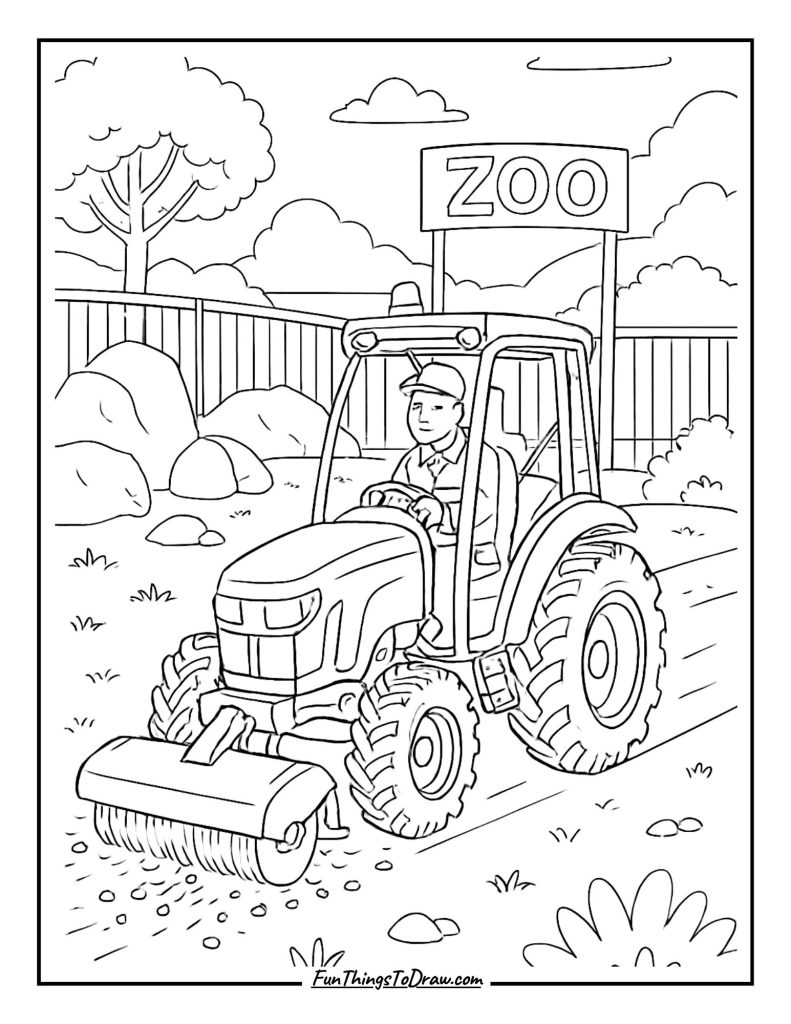Zoo habitat maintenance tractor