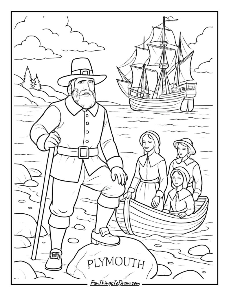 Pilgrims Landing at Plymouth Rock
