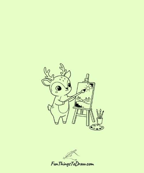 Deer painting a picture