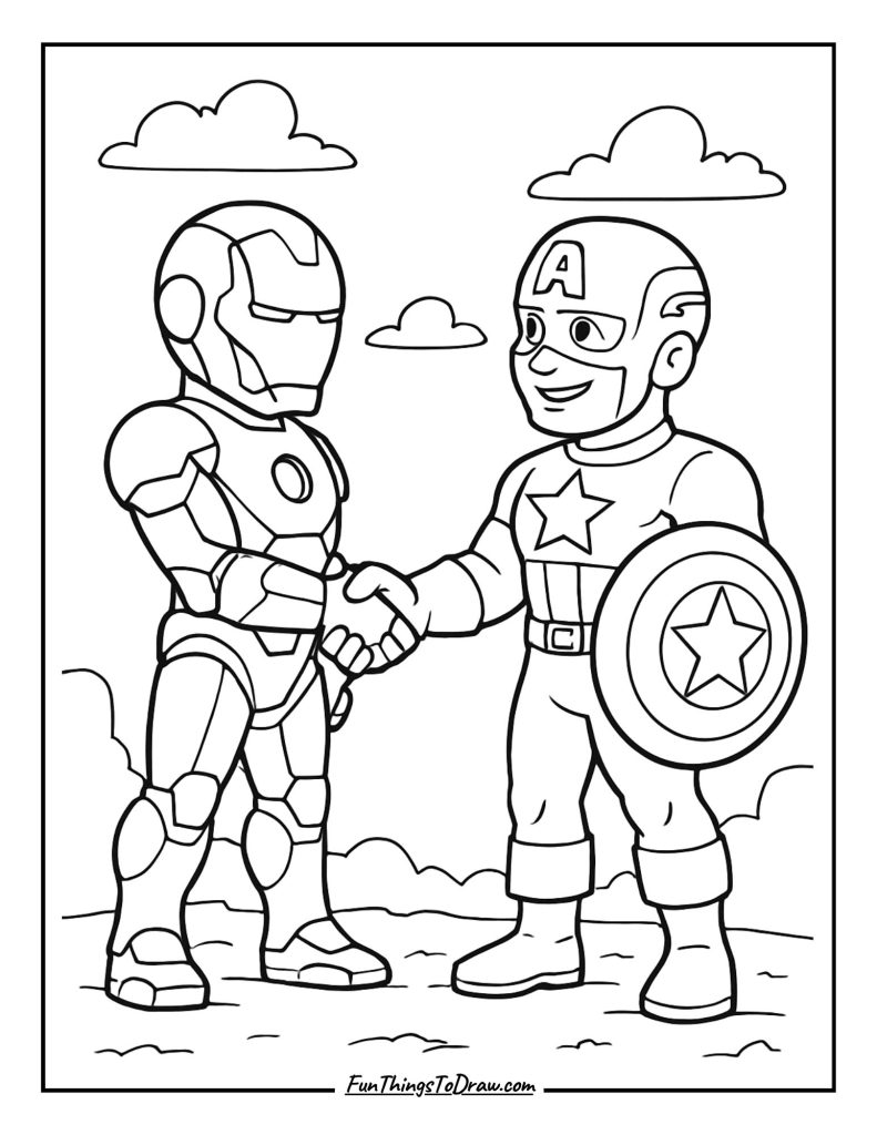  Iron Man and Captain America handshake