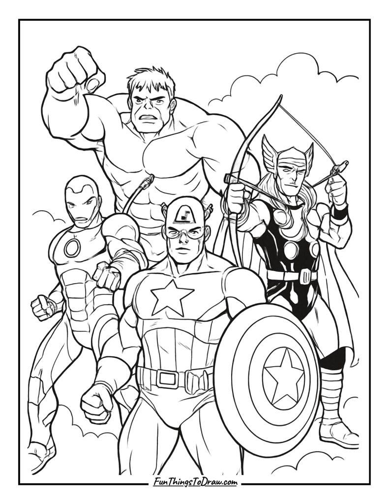 Avengers team group pose