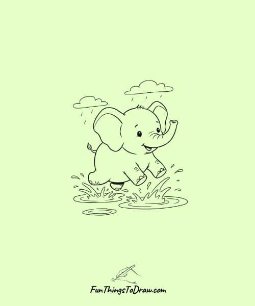 Elephant Playing in Puddles