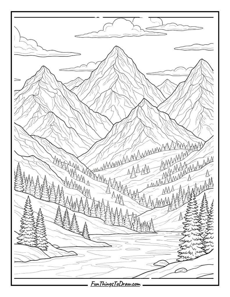 Mountain peaks with snow
