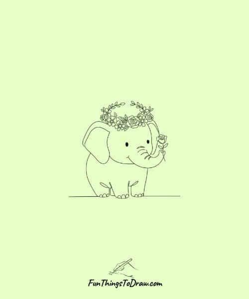 Elephant with a Crown of Flowers