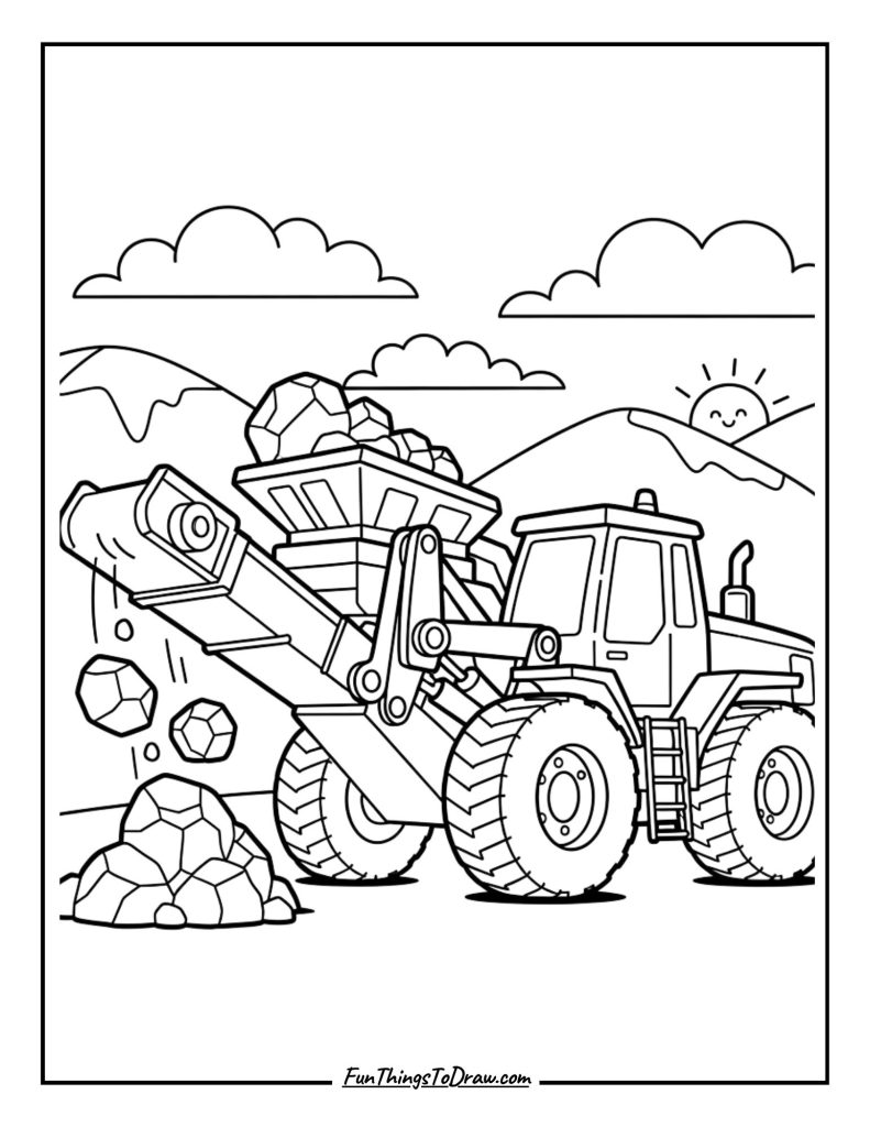 Quarry rock crusher tractor