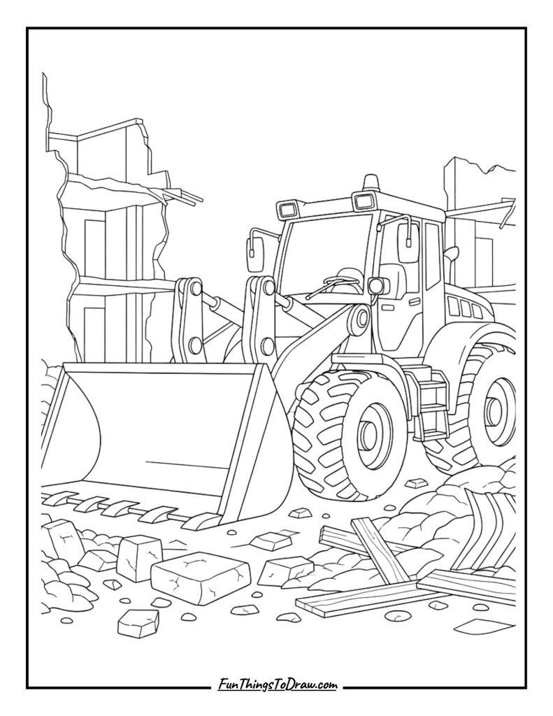 Demolition site cleanup tractor