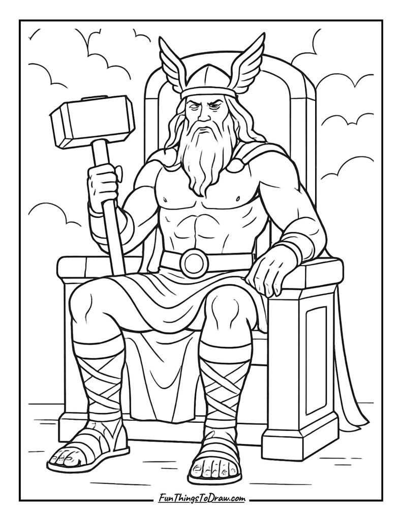 Thor sitting on throne