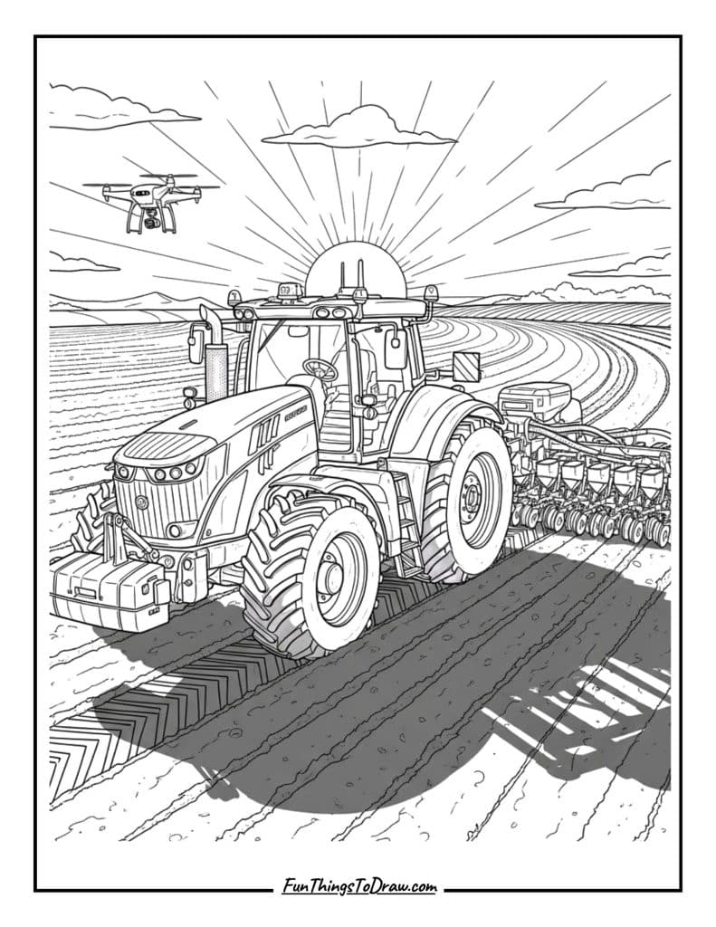 Autonomous tractor working unmanned field