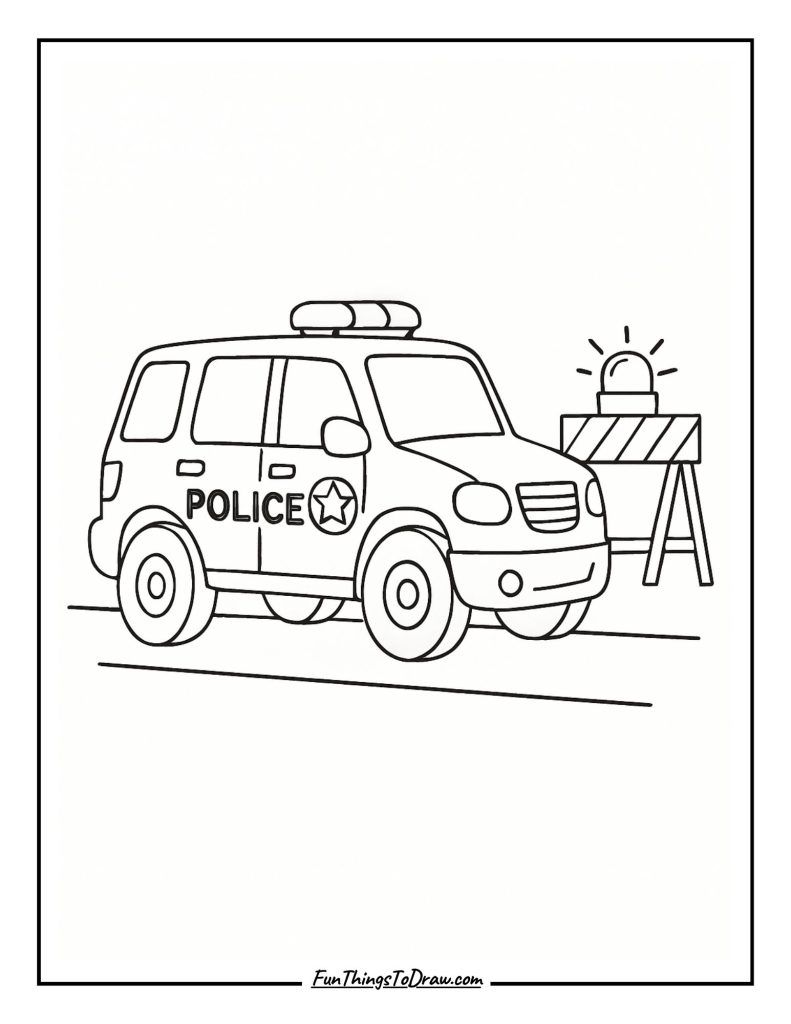Police SUV by a Roadblock