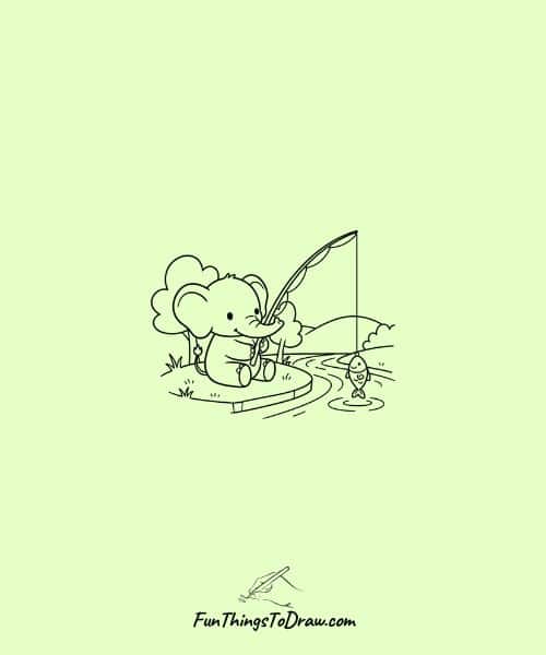 Elephant with a Fishing Rod