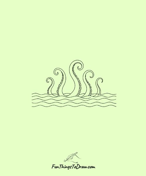 Kraken tentacles emerging from ocean