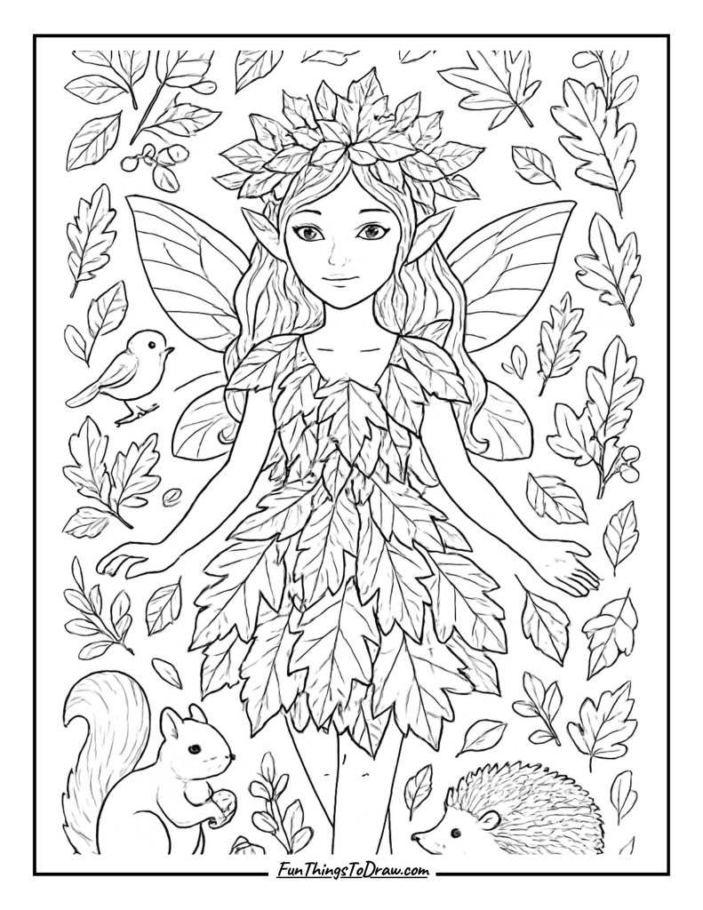 Autumn Fairy in Leaf Dress
