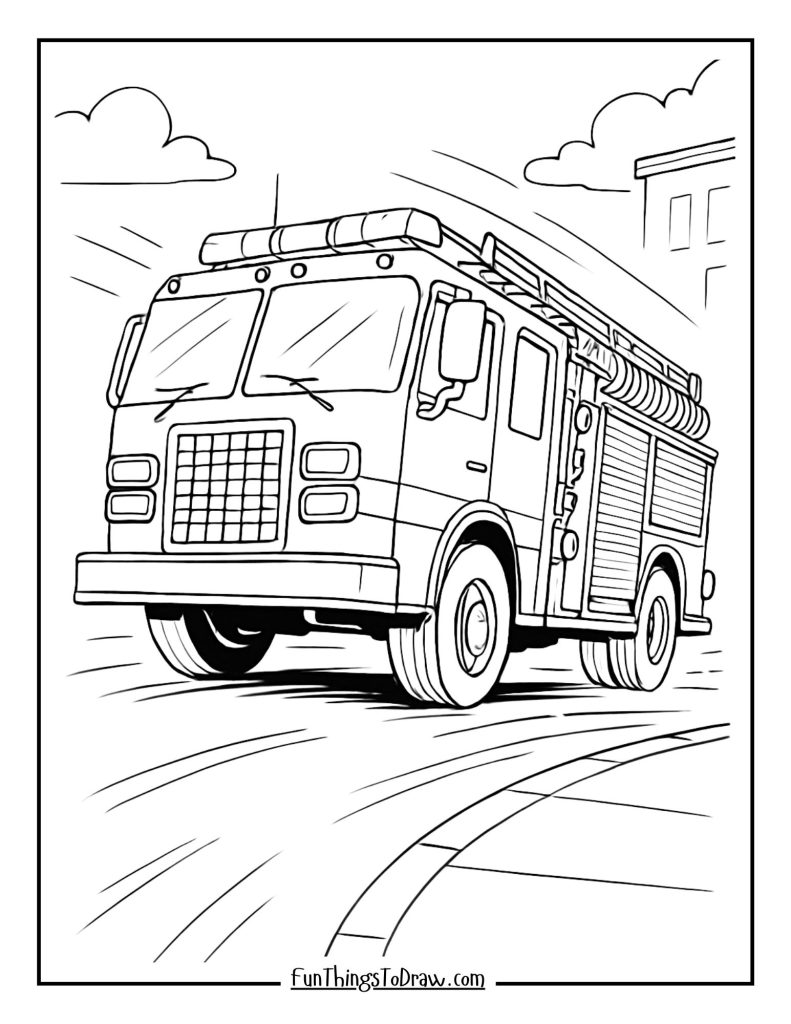 Fire truck turning corner