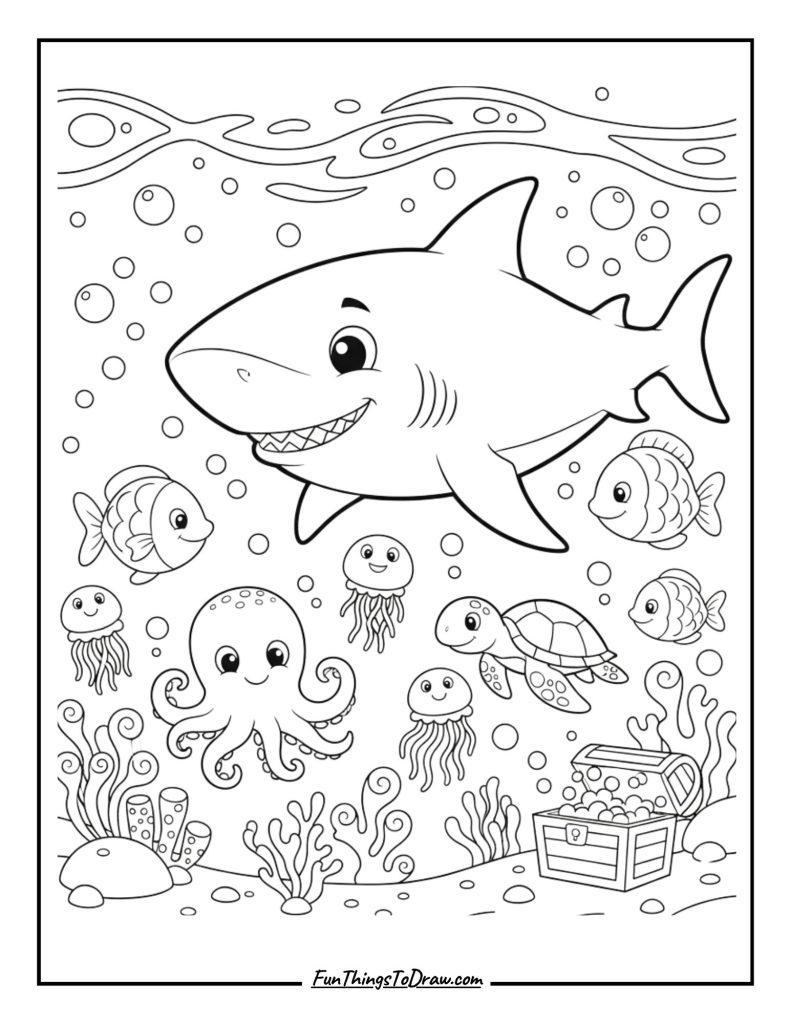 Shark in deep ocean