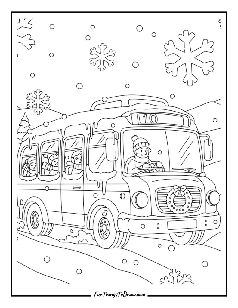 Winter Snow Bus