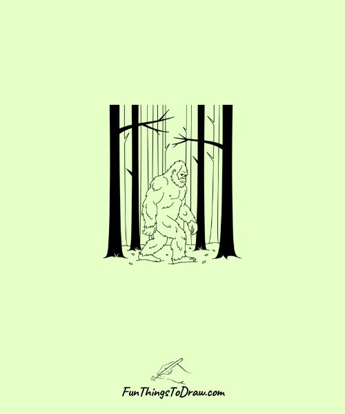 Bigfoot in dark woods