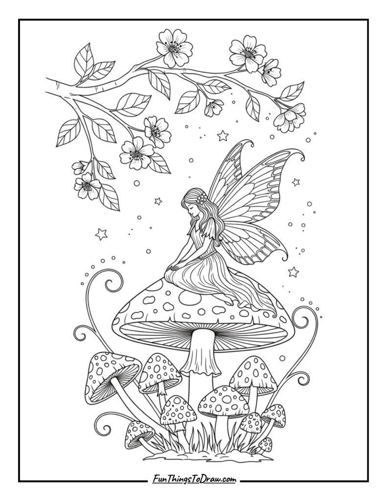Fairy Sitting on a Mushroom