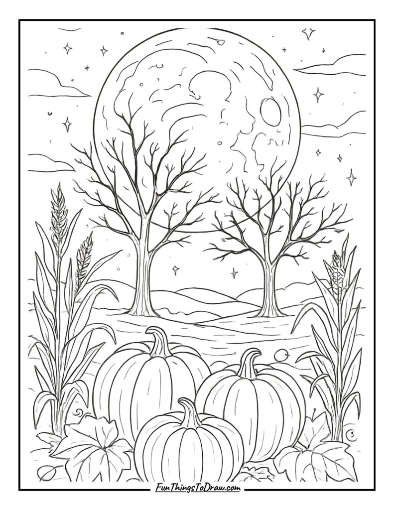 Harvest Moon Night Scene