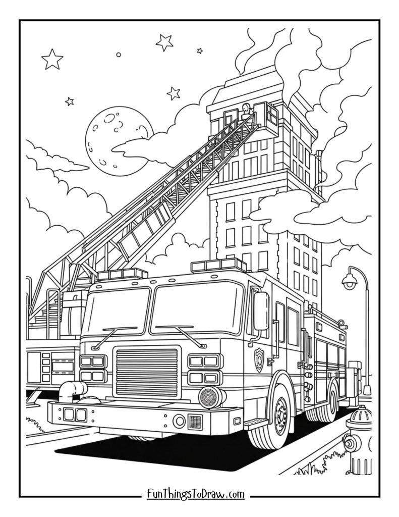 Fire truck at night