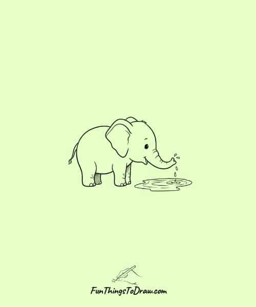 Elephant Drinking Water from a Pond