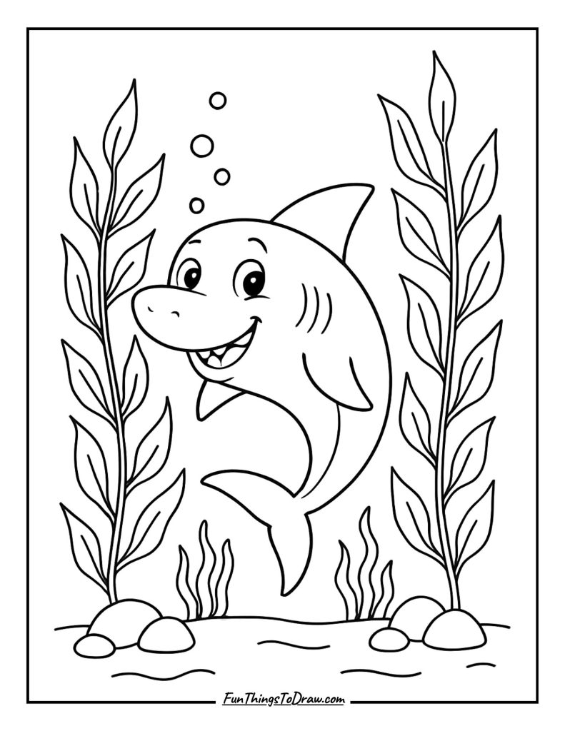 Shark in kelp forest