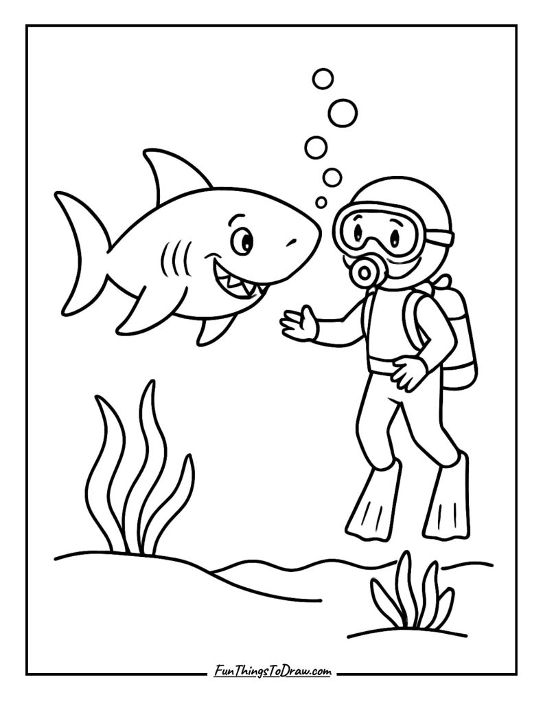Shark with diver