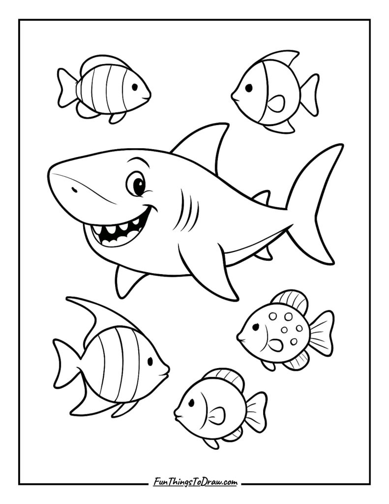 Shark with tropical fish
