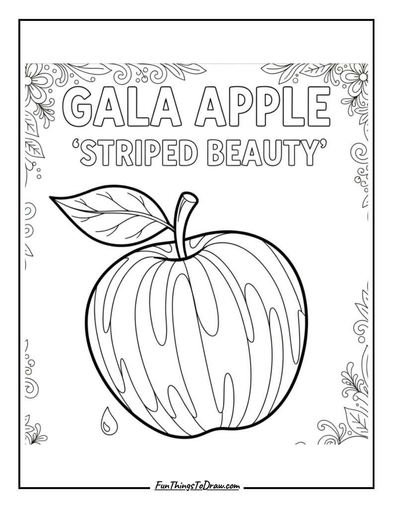 Gala Apple Striped Beauty Coloring Sheet