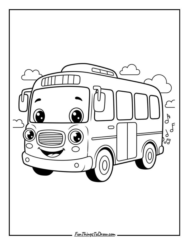 Cartoon Smiling Bus