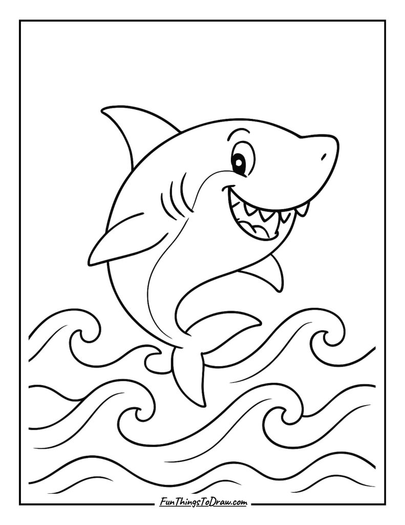 Shark in ocean waves