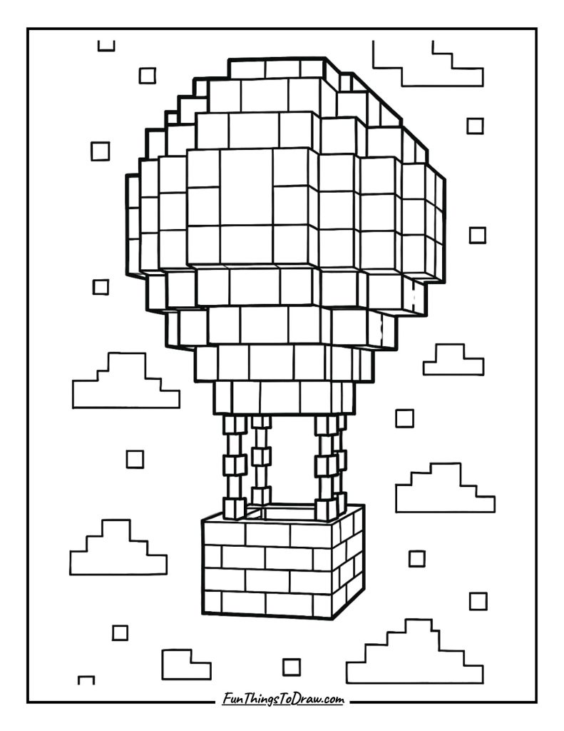 Hot air balloon made of blocks