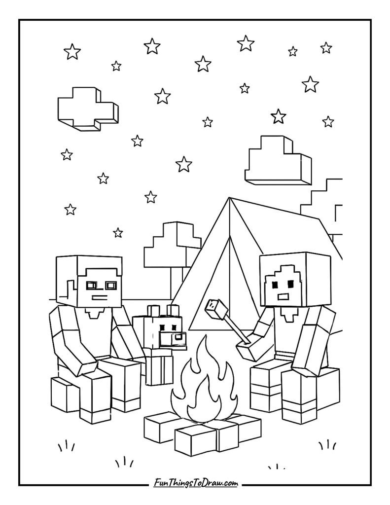 Camping under starry night sky