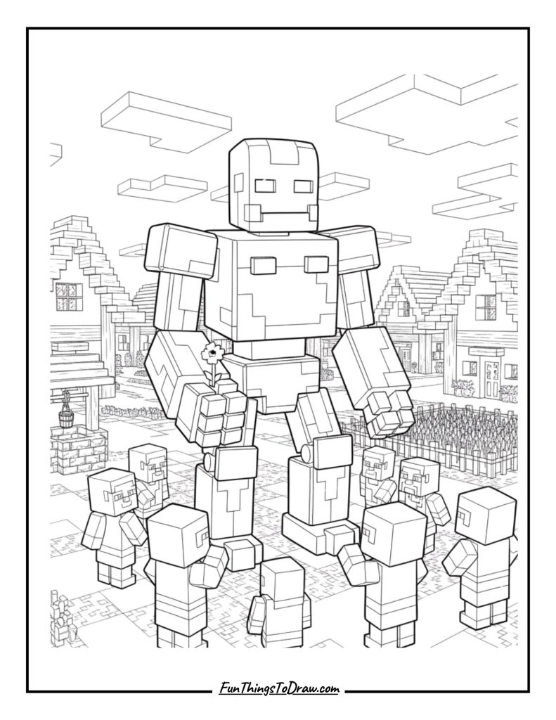Iron Golem protecting a village