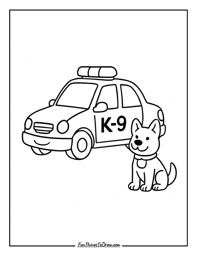 K9 Unit Car with Dog beside It