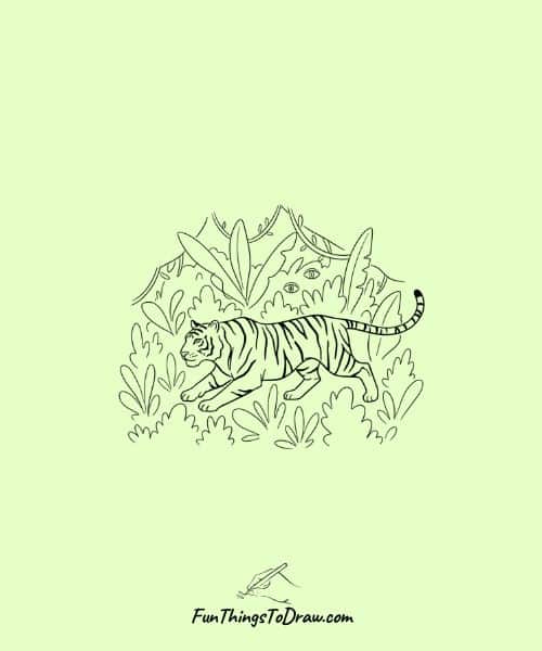Tiger stalking prey in the jungle