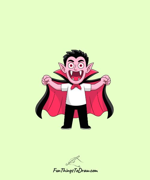  Vampire with flowing cape and fangs