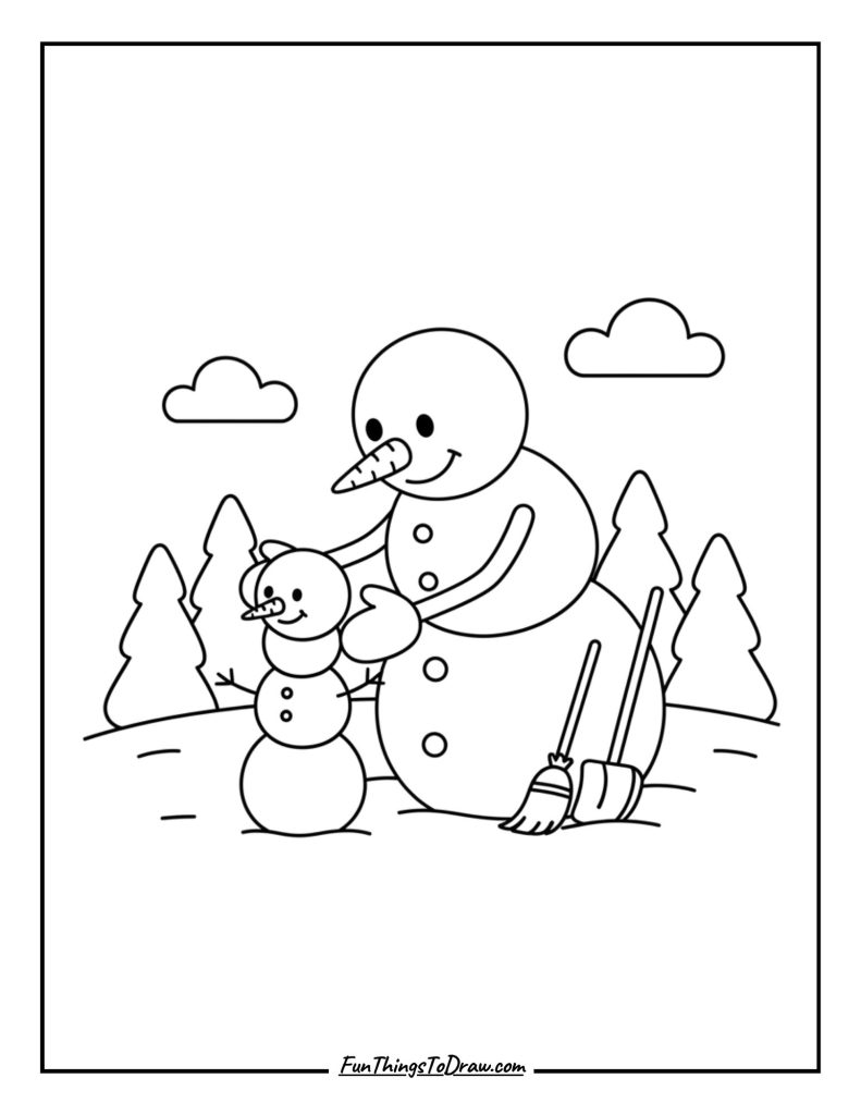 Snowman building another tiny snowman