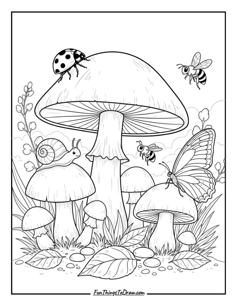 Mushrooms with Insects
