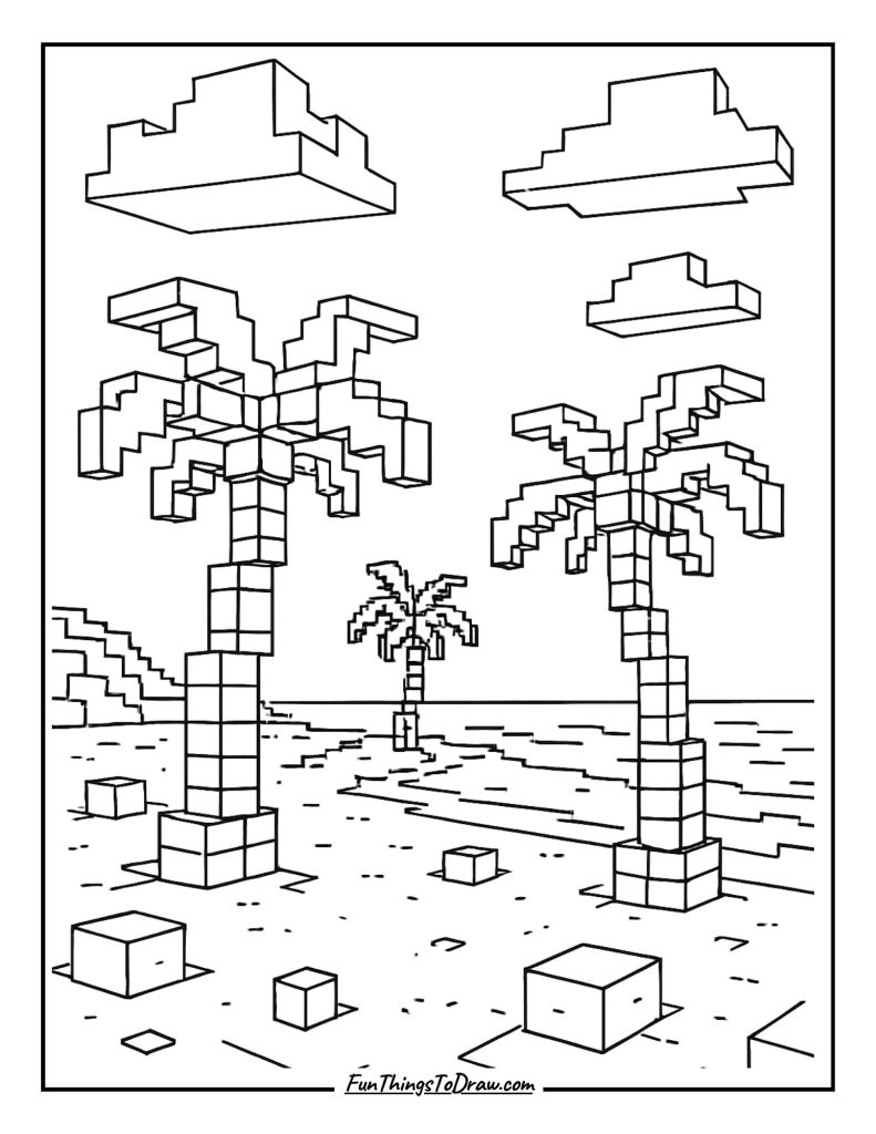 Tropical beach with palm trees