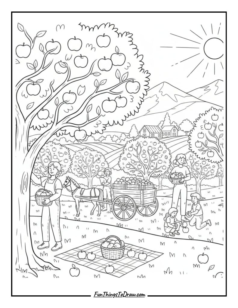 Apple Orchard Harvest Scene