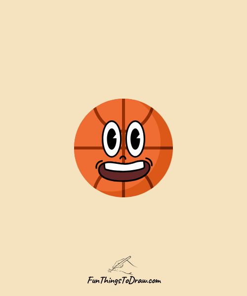 Cartoon Basketball with Face